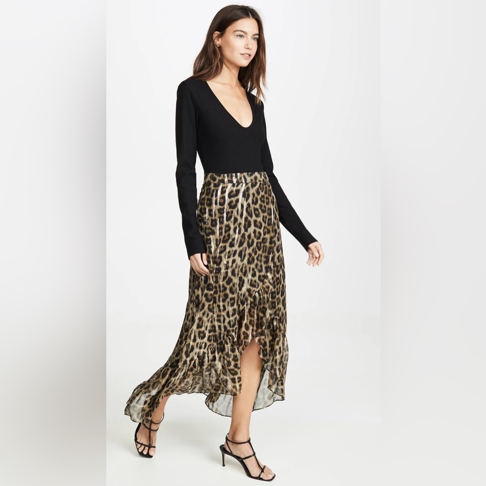 BA&SH Jalvy leopard-print fil coupé silk-blend midi wrap skirt - Picture 9 of 15